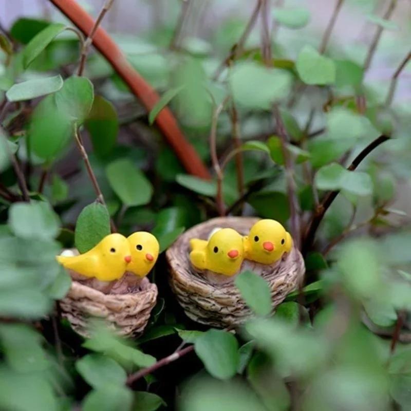 Mini nid avec oiseaux, bricolage, jardin féerique, Miniatures, Gnomes, mousse, Terrariums, Figurines