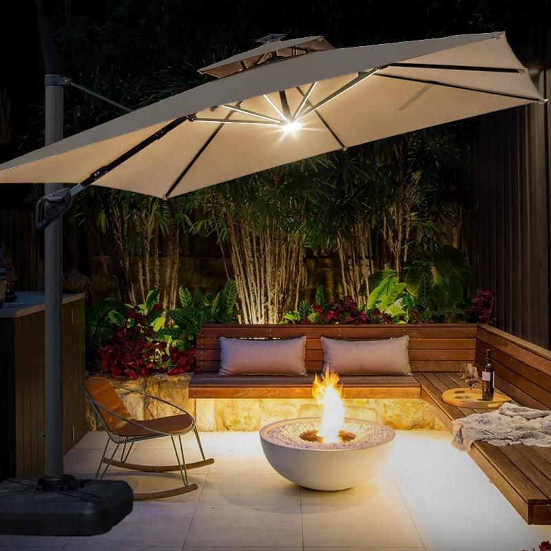 Parapluie solaire en porte-à-faux robuste, Parasols, mobilier d'extérieur