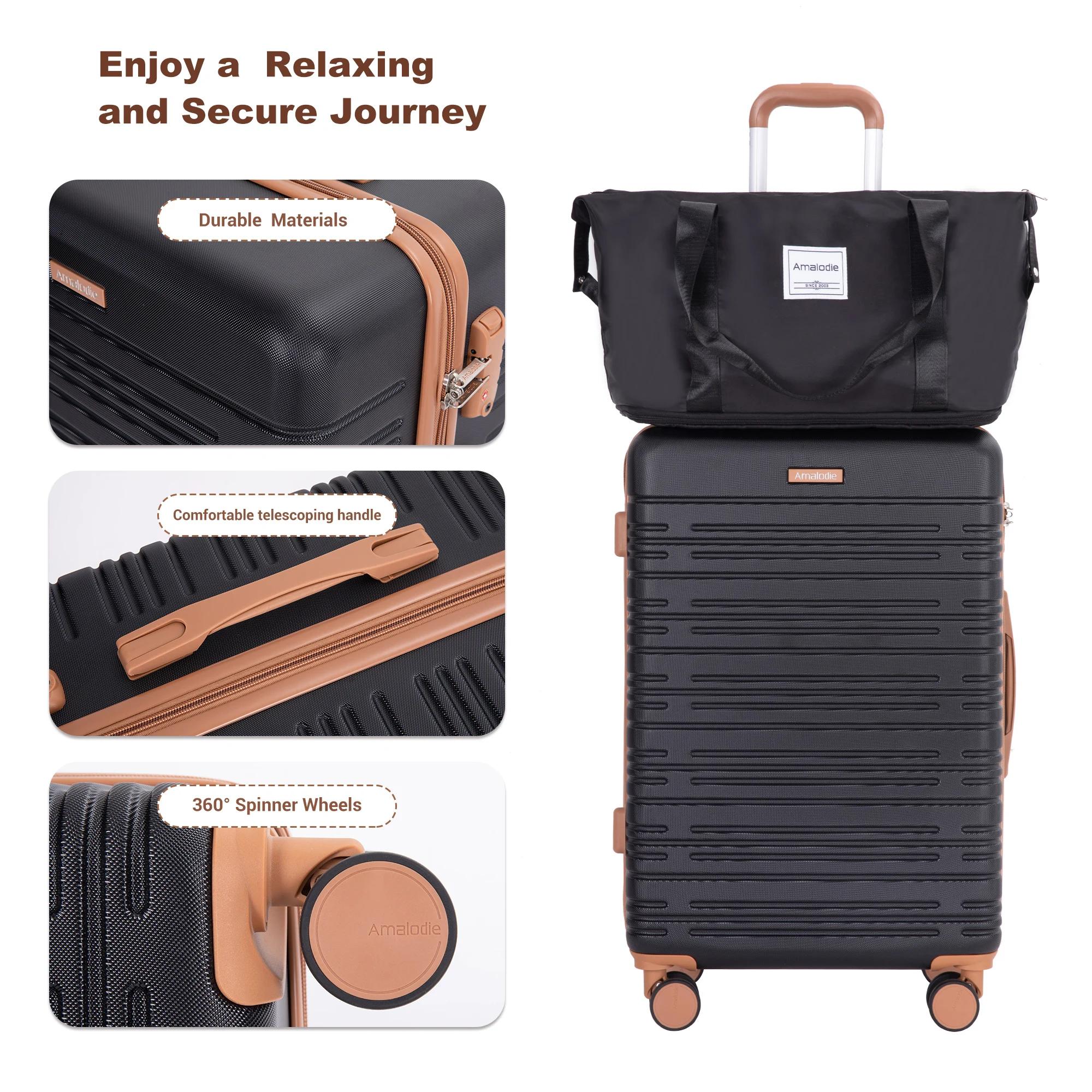 Ensemble de bagages 4 pièces, valises avec doubles roulettes pivotantes et serrure TSA, ensemble de 
