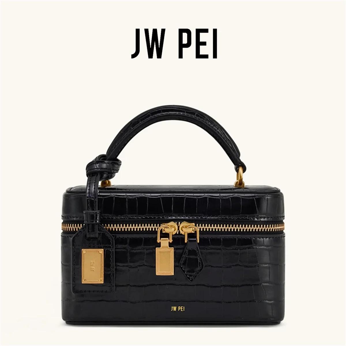 Sac à bandoulière vintage français JW PEI en cuir croco gaufré pour femme, petit sac carré, pochette