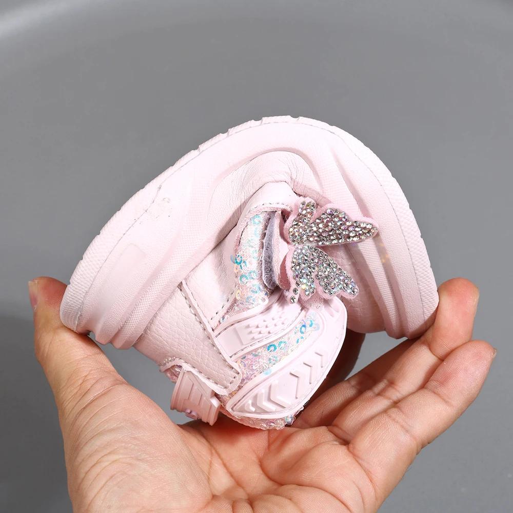 Chaussures d'automne en cuir pour enfants, baskets de Sport pour enfants en bas âge, mignonnes papil