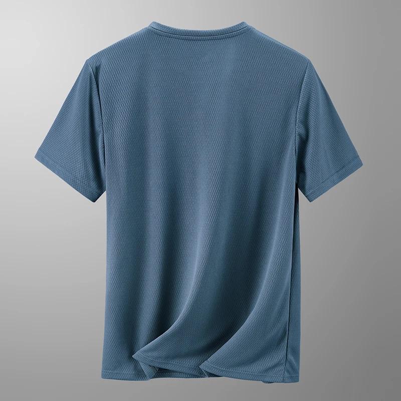 YJKVUR 2026 T-shirts d'été pour hommes à séchage rapide, anti-humidité, col rond, en maille, pour la