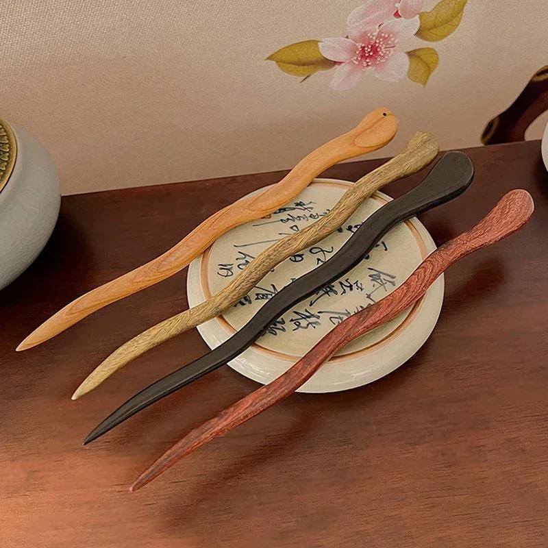 Bâton de cheveux en bois élégant de Style chinois pour femmes et filles, épingles à cheveux simples,