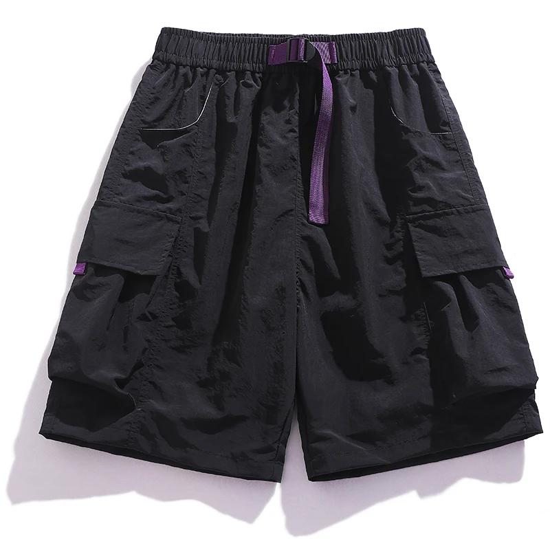 Short de Skateboard pour femmes et hommes, ample, décontracté, avec ceinture, grande poche, Cargo, B