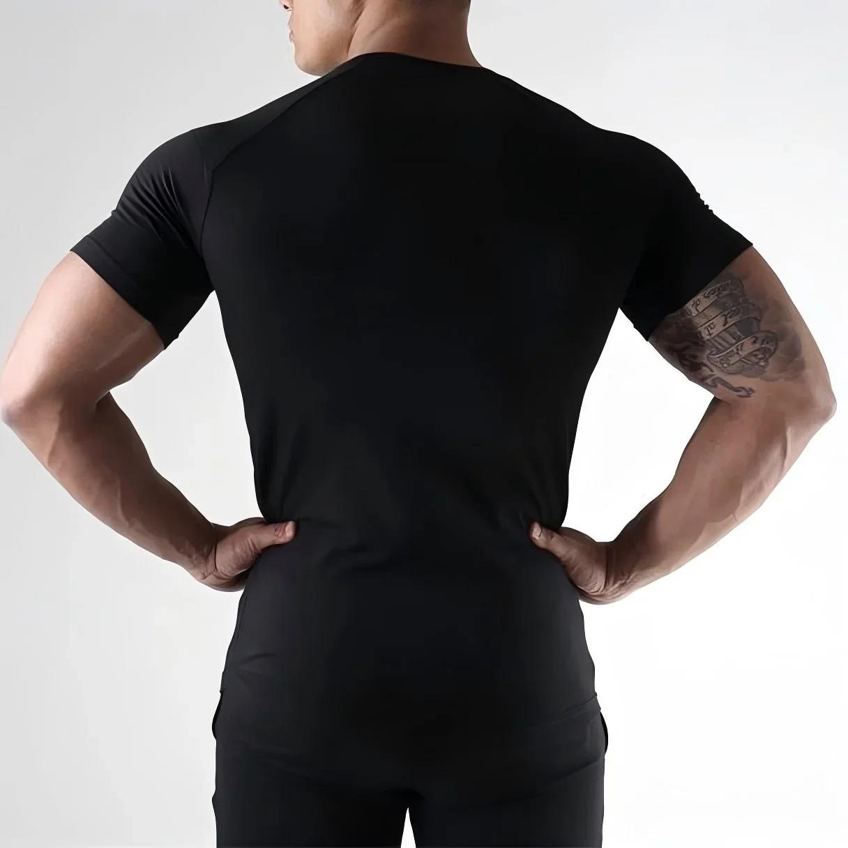 T-Shirt à manches courtes pour hommes, vêtements de course, d'entraînement, de sport, respirant, hau