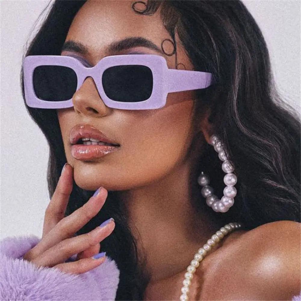 Lunettes de soleil rectangulaires à grande monture pour femmes, lunettes carrées violettes, lunettes