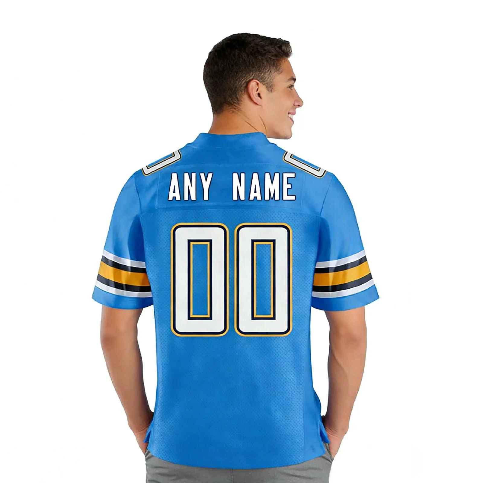 Maillot de Football Américain Personnalisé Bleu Blanc avec Nom et Numéro de l'Équipe, Uniforme de de