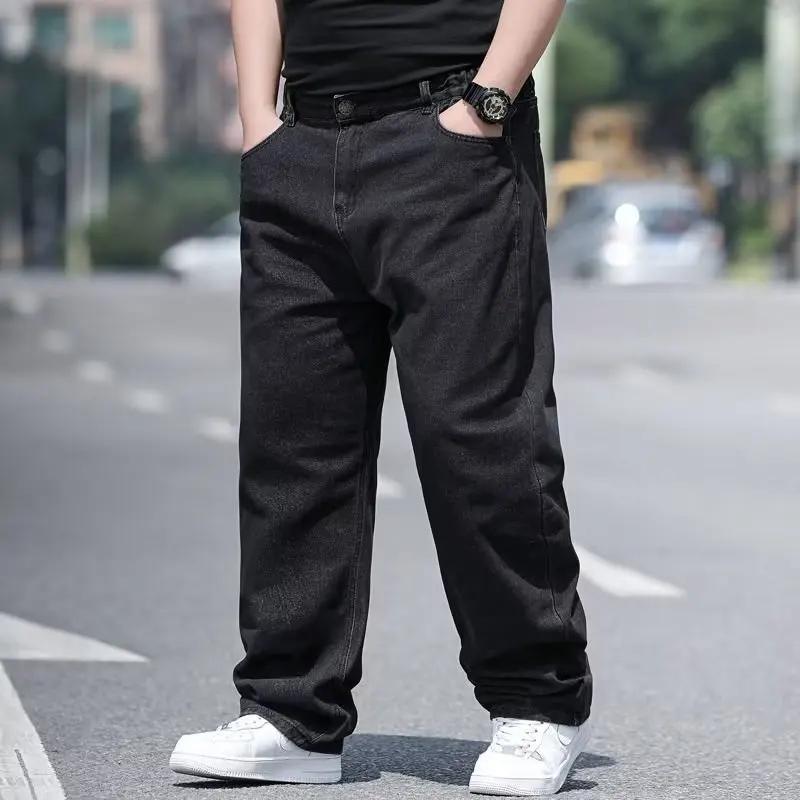 Jean surdimensionné pour homme, pantalon en Denim, grande taille, Baggy Y2k, Cargo noir, jambes larg