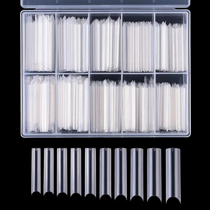200/240 pièces XXL carré presse sur faux ongles conseils C incurvé droit acrylique Extra Long clair 