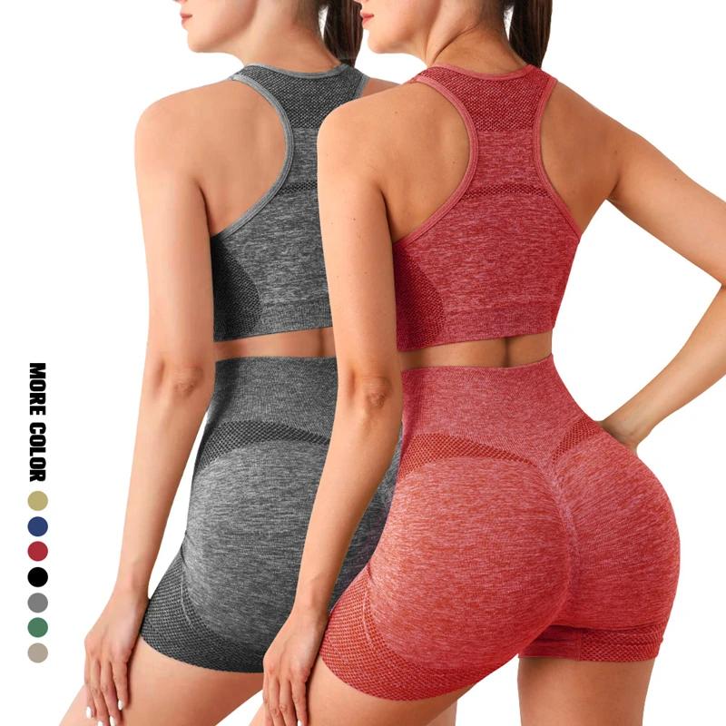 Ensemble de Yoga Shorts de gymnastique femmes Sport soutiens-gorge brassière hauts d'entraînement po