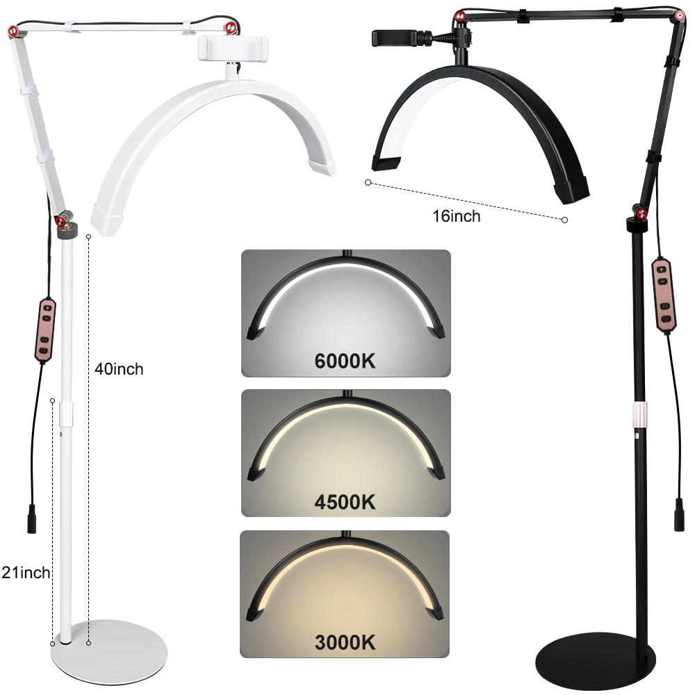 Lampe LED demi-lune 180 LED pour extensions de cils, tatoueurs et esthéticiennes, avec support de té