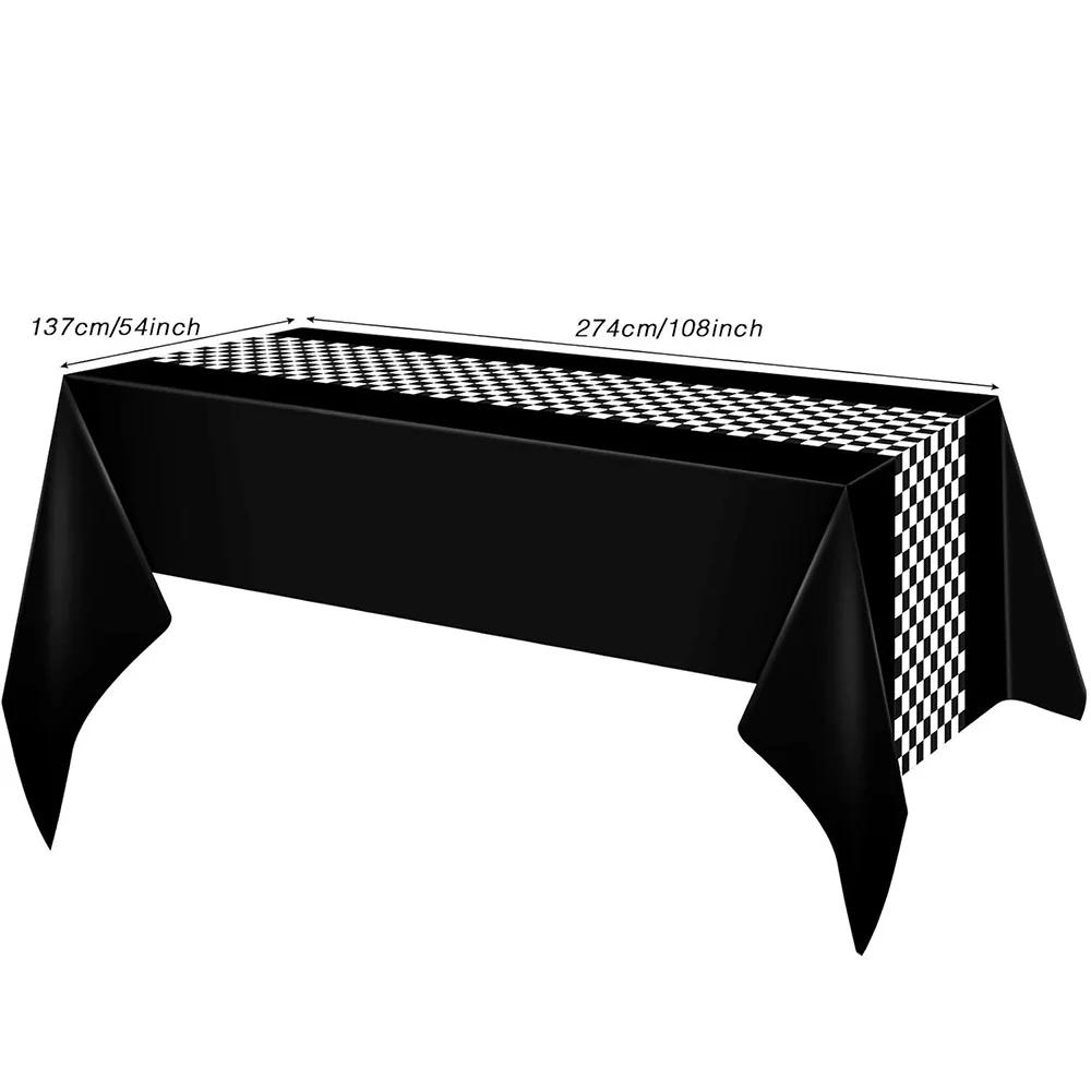 Nappe de fête de voiture de course à carreaux, drapeau à carreaux noir et blanc, nappe de route, cou