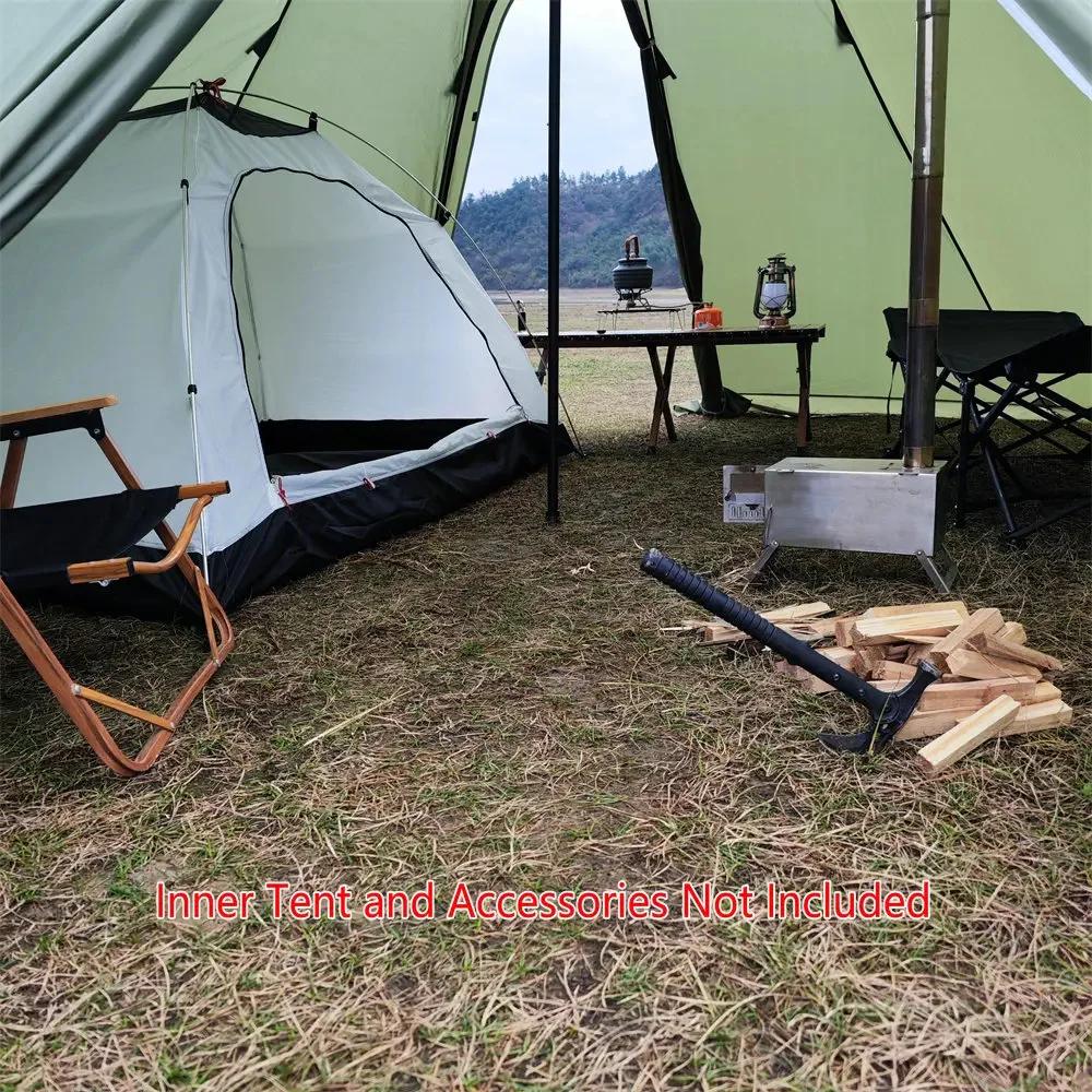 500PRO Tipi tente chaude avec poêle ignifuge Jack 5 ~ 8 personnes télescopes pour équipe familiale s