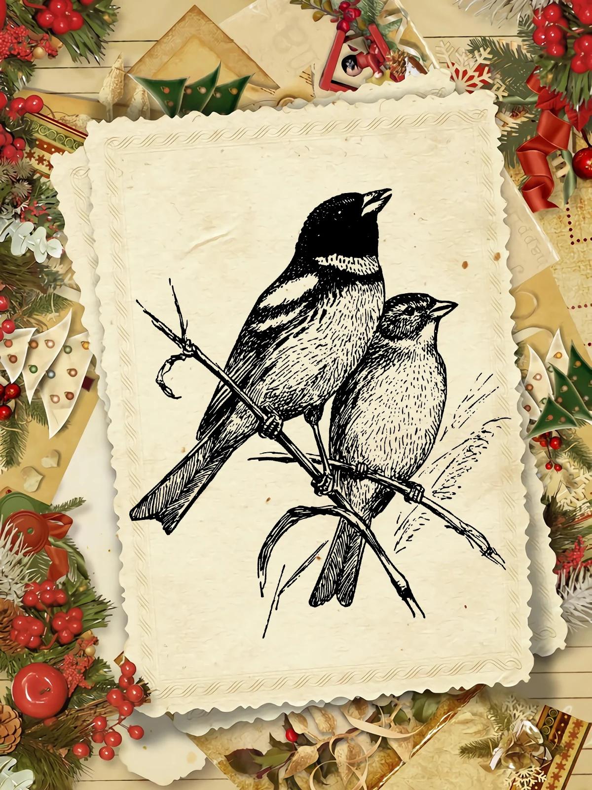 AZXenon-Tampons Transparents Oiseaux Vintage pour Bricolage, Scrapbooking, Carte en Papier, Album Ex