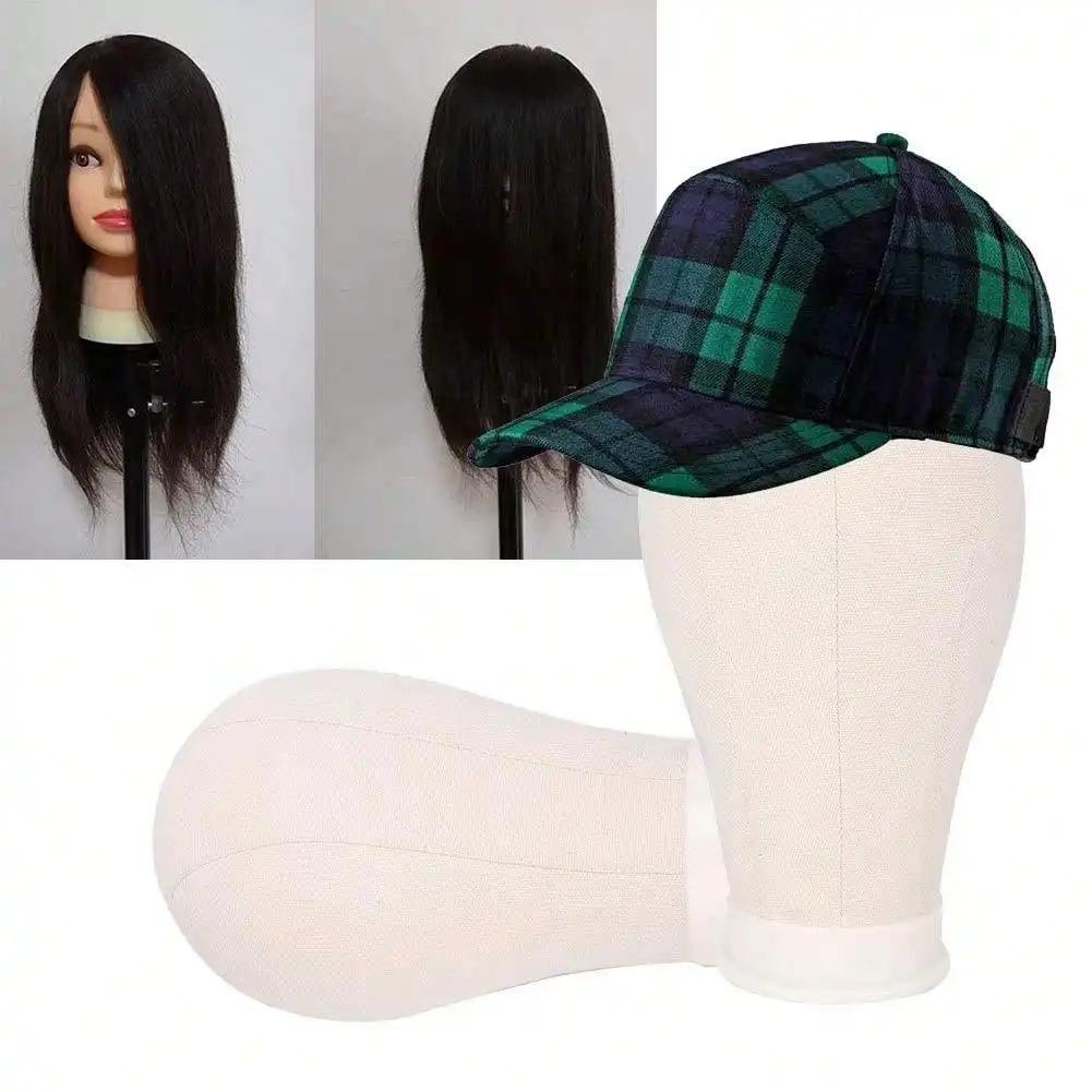 Tête de Mannequin de 22 pouces avec support, modèle de perruque en toile avec trou de montage pour l