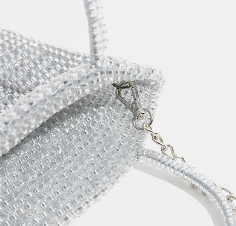 Nouveau sac en tricot à chaîne, design de niche, sac bandoulière/sac à main, petit sac carré populai