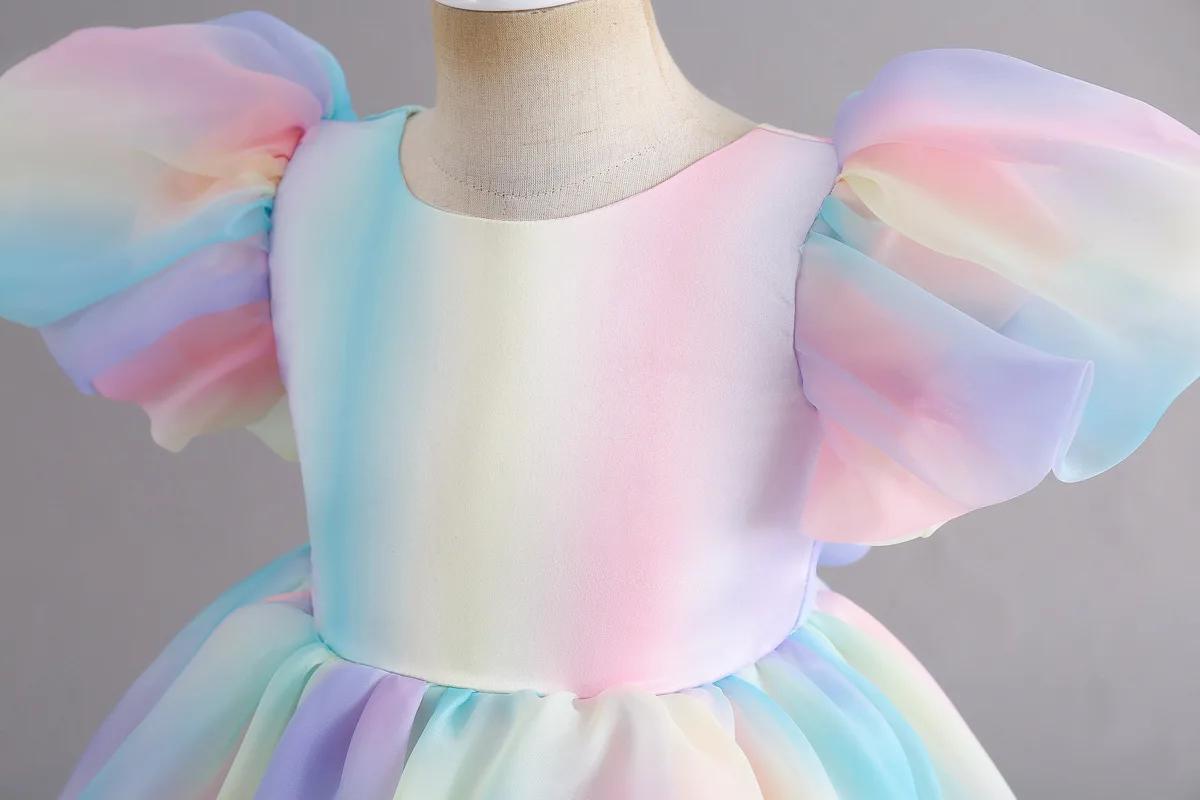 Robe de soirée tutu arc-en-ciel pour filles, costume de princesse pour enfants, vêtements de demoise