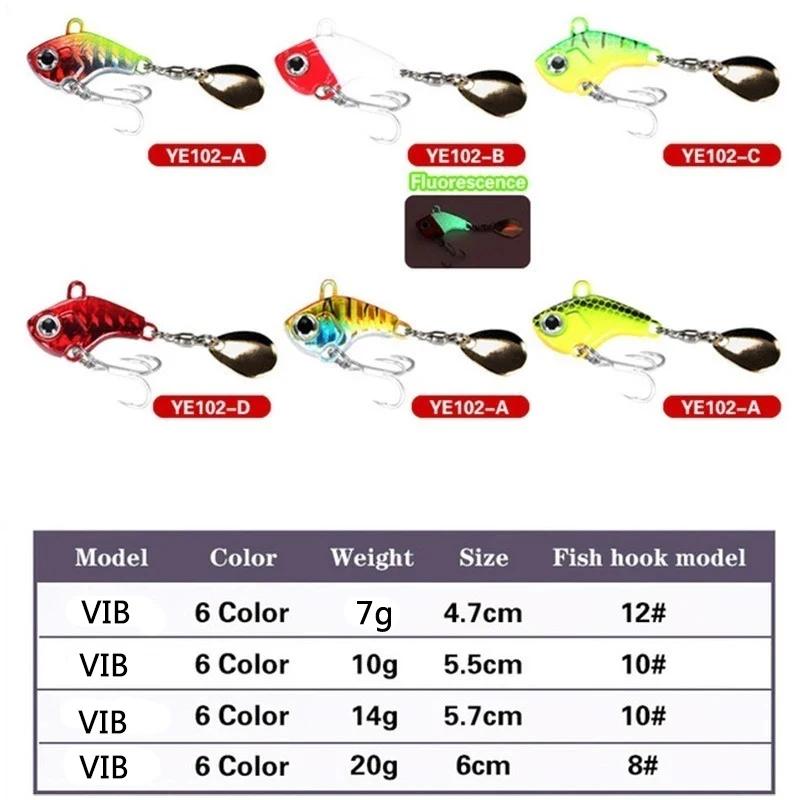 Leurre de pêche rotatif en métal VIB avec vibration, appât dur pour la truite, 7/10/20g, 1 pièce