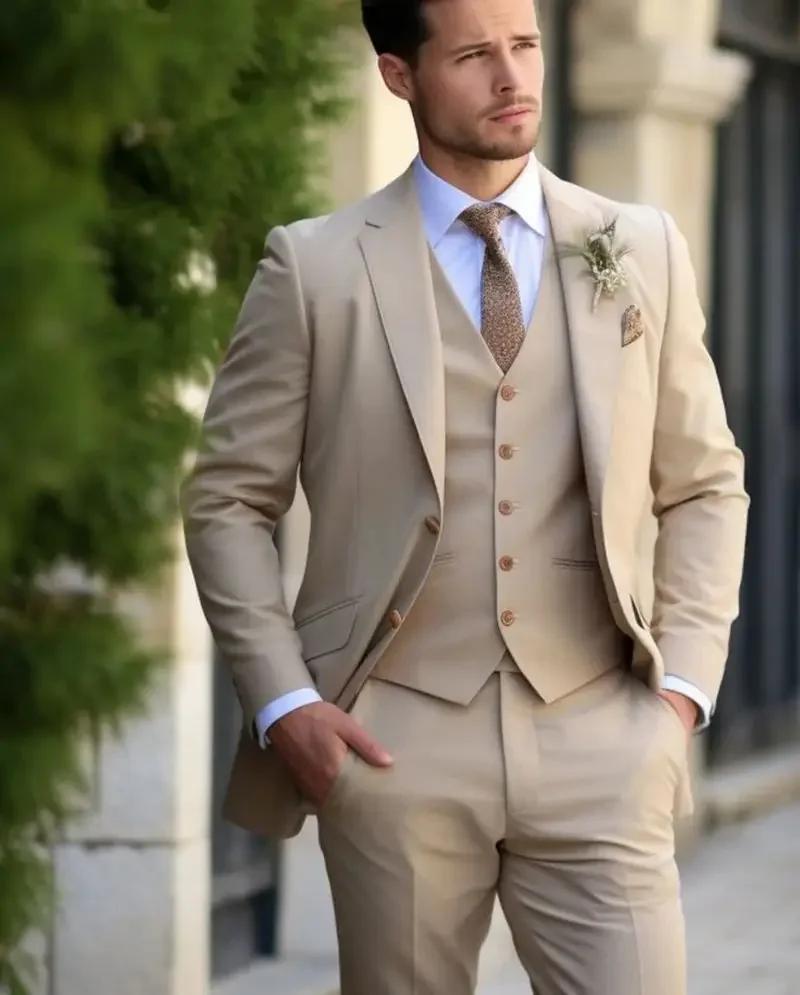 Costumes de Mariage de smoking 3 pièces pour hommes, vêtements de marié sur mesure, Costume formel à