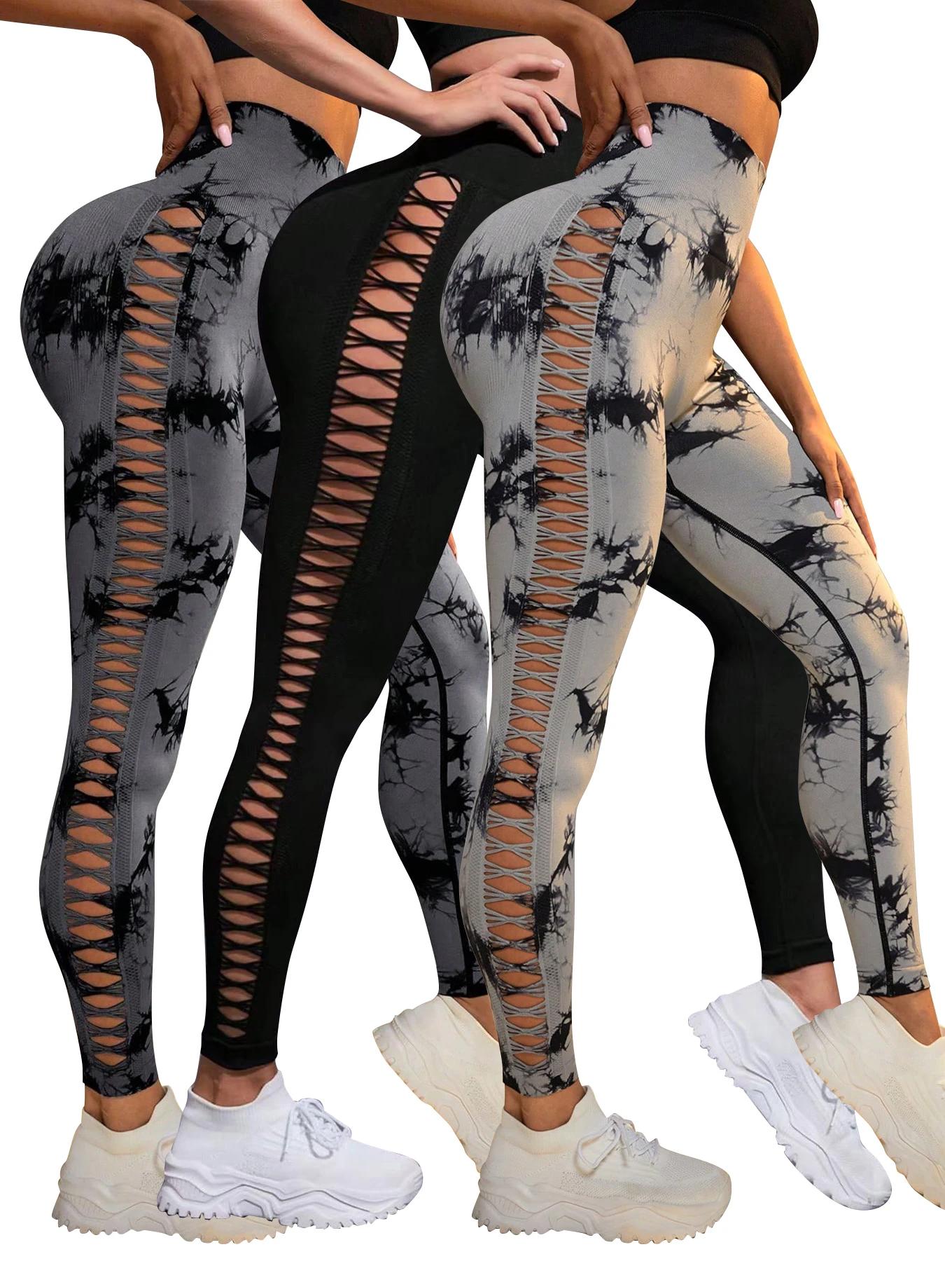 Leggings sans couture Tie Dye pour femmes, pantalons de Yoga taille haute, collants élastiques frois