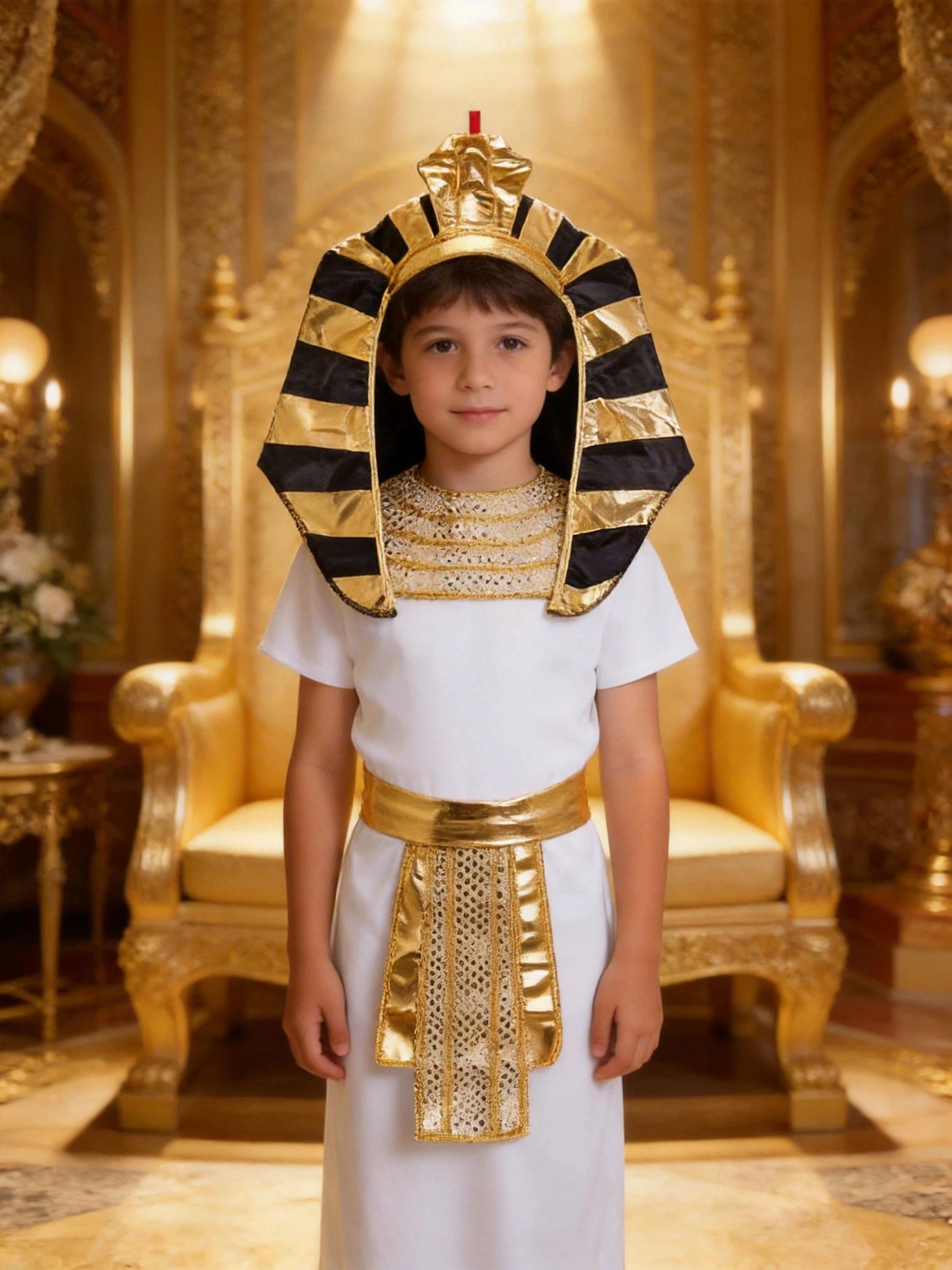 Costume de pharaon égyptien pour enfants, tenue de cosplay de l'Égypte ancienne royale avec coiffe N