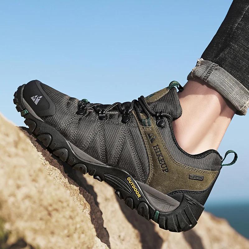 Chaussures de randonnée antidérapantes hommes HIKEUP - Sneakers montagne respirantes résistantes aux éclaboussures