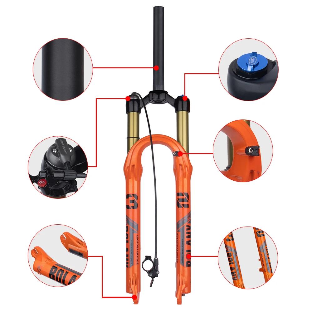 Bolany-Fourche avant de vélo de montagne en alliage de magnésium, suspension d'air de vélo, 32mm, 27
