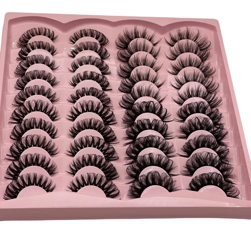 20 paires de faux cils 3D à volume dramatique pour extensions et maquillage de cils d'apparence natu
