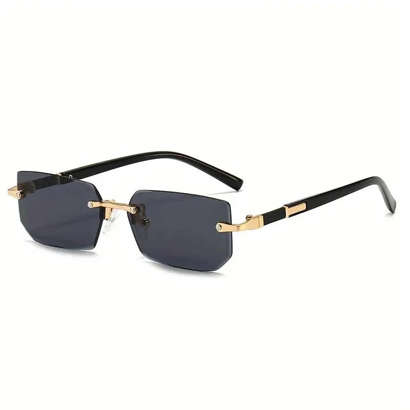 Lunettes de soleil rectangulaires sans monture pour hommes et femmes, nuances populaires, petites lu