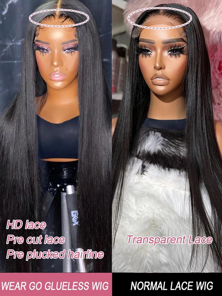 Perruque Lace Closure Wig sans colle naturelle, cheveux humains, pre-plucked, closure 7x5, 13x4, nai