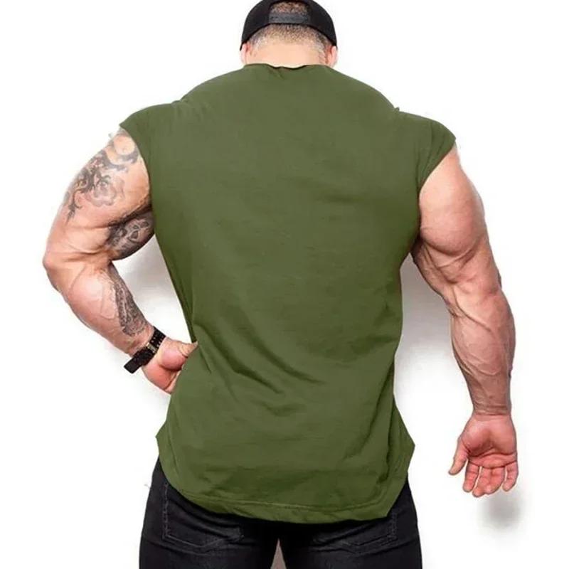 T-shirts d'été sans manches en coton respirant, gilets de Sport, de course, de musculation, d'entraî