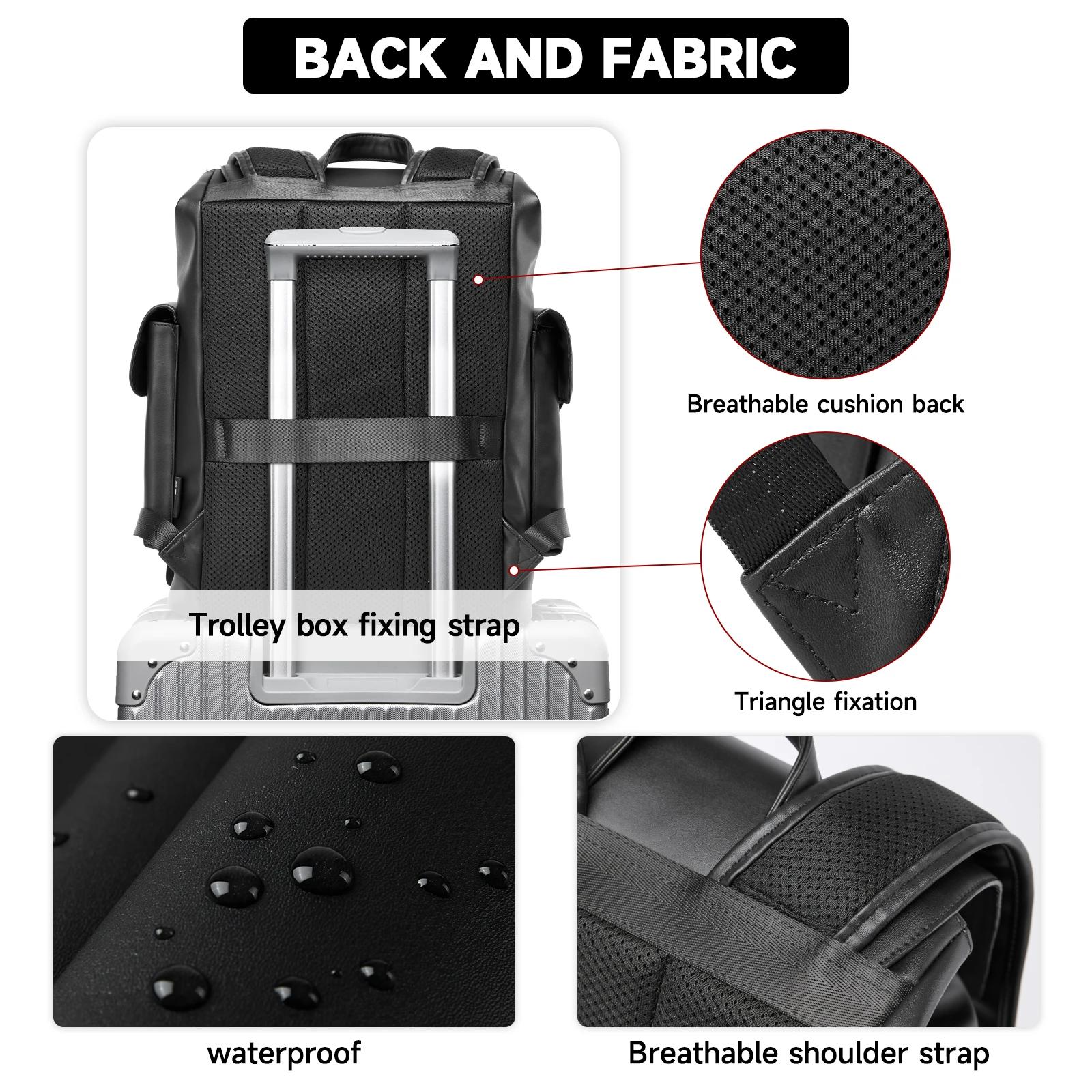 MOYYI – sac à dos en cuir PVC pour hommes, grande capacité, étanche, Durable, pour ordinateur portab