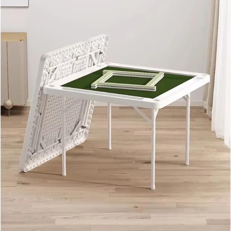 Table de Mahjong pliante avec pieds en acier, petite table explorez ecs manuelle, tables carrées, ex