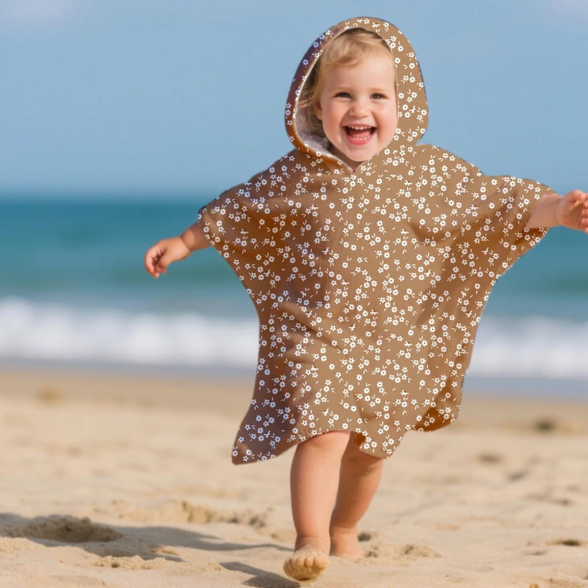 Elinfant 1Pc serviette de plage pour enfants piscine bain peignoir enfants serviettes de bain à capu