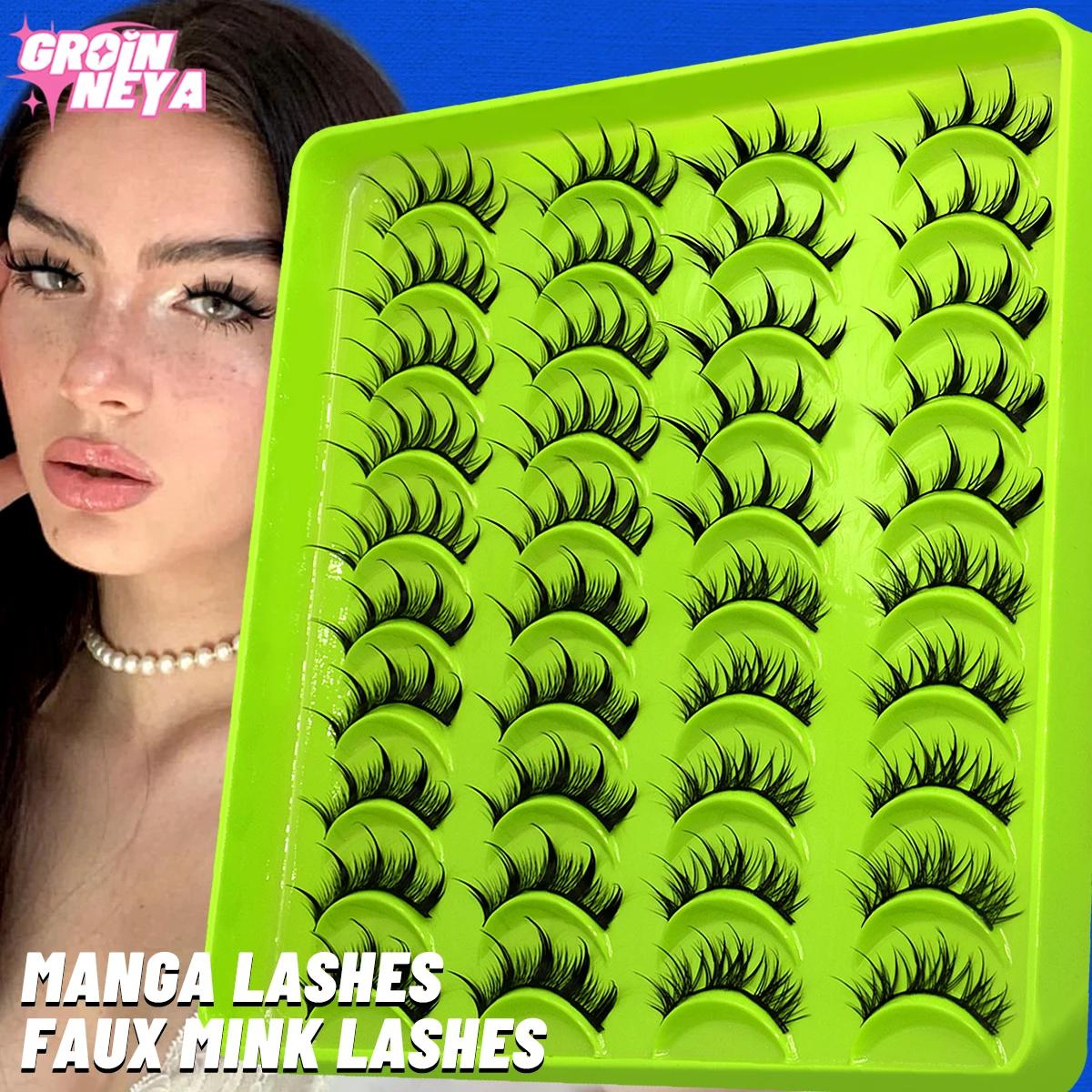 GROINNEYA Manga cils style mixte 5/9/20 paires 3D 6D 8D cils de vison cils naturels doux croix vapor