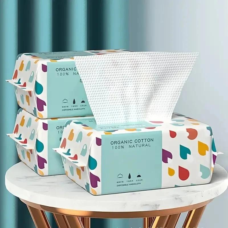 Serviette jetable épaisse 100% coton pour le visage, 100 pièces, lingettes démaquillantes douces, ne