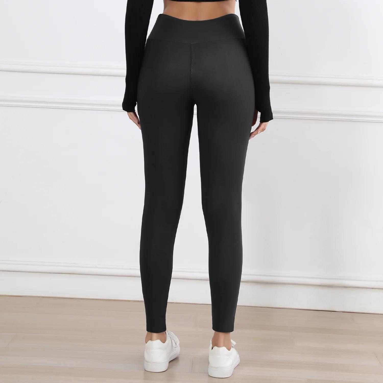 Leggings en polaire pour femmes, pantalons évasés épais, collants thermiques taille haute, contrôle 