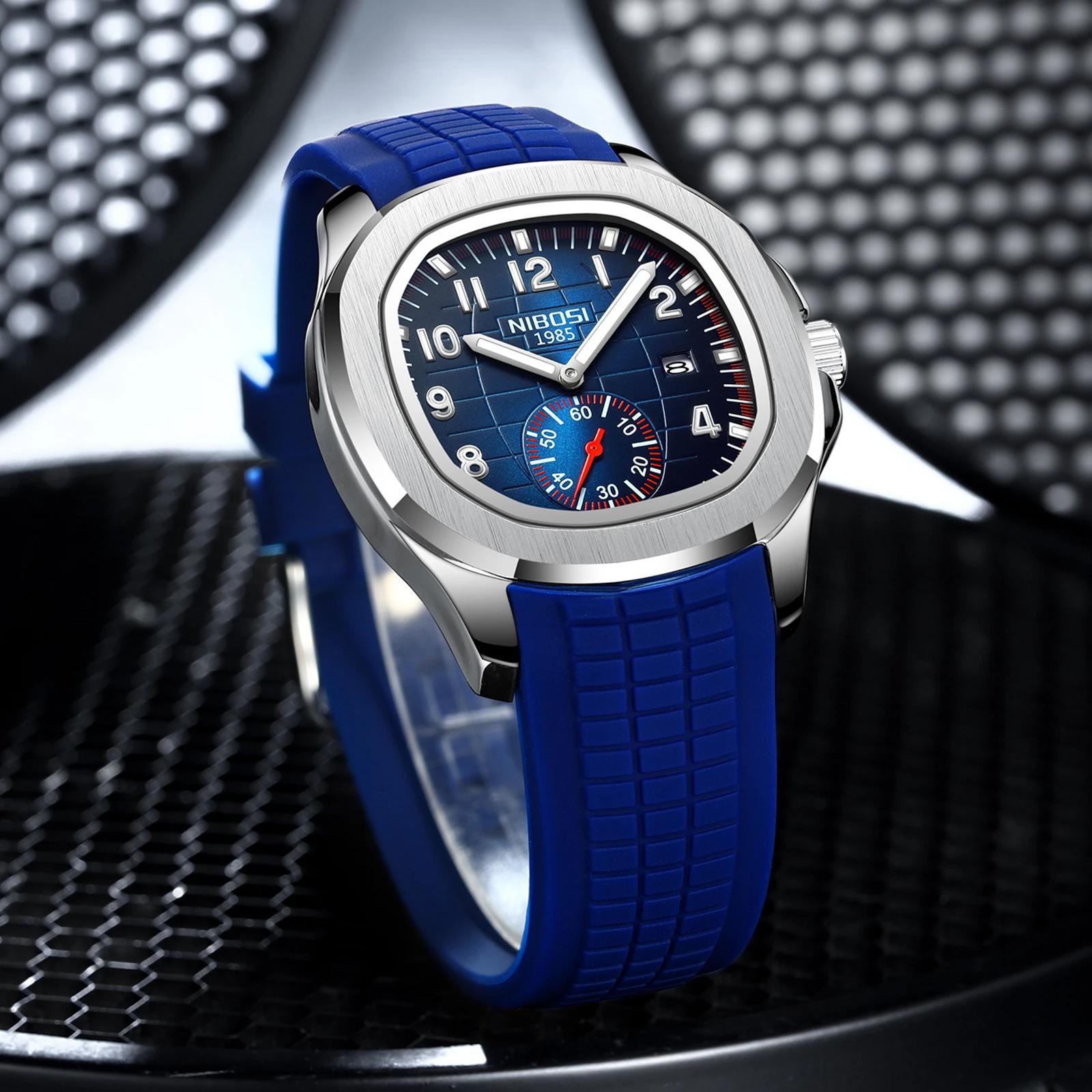 NIBOSI Sport hommes montres haut de gamme de luxe Auto Date montre hommes étanche lumineux AQUANAUT 