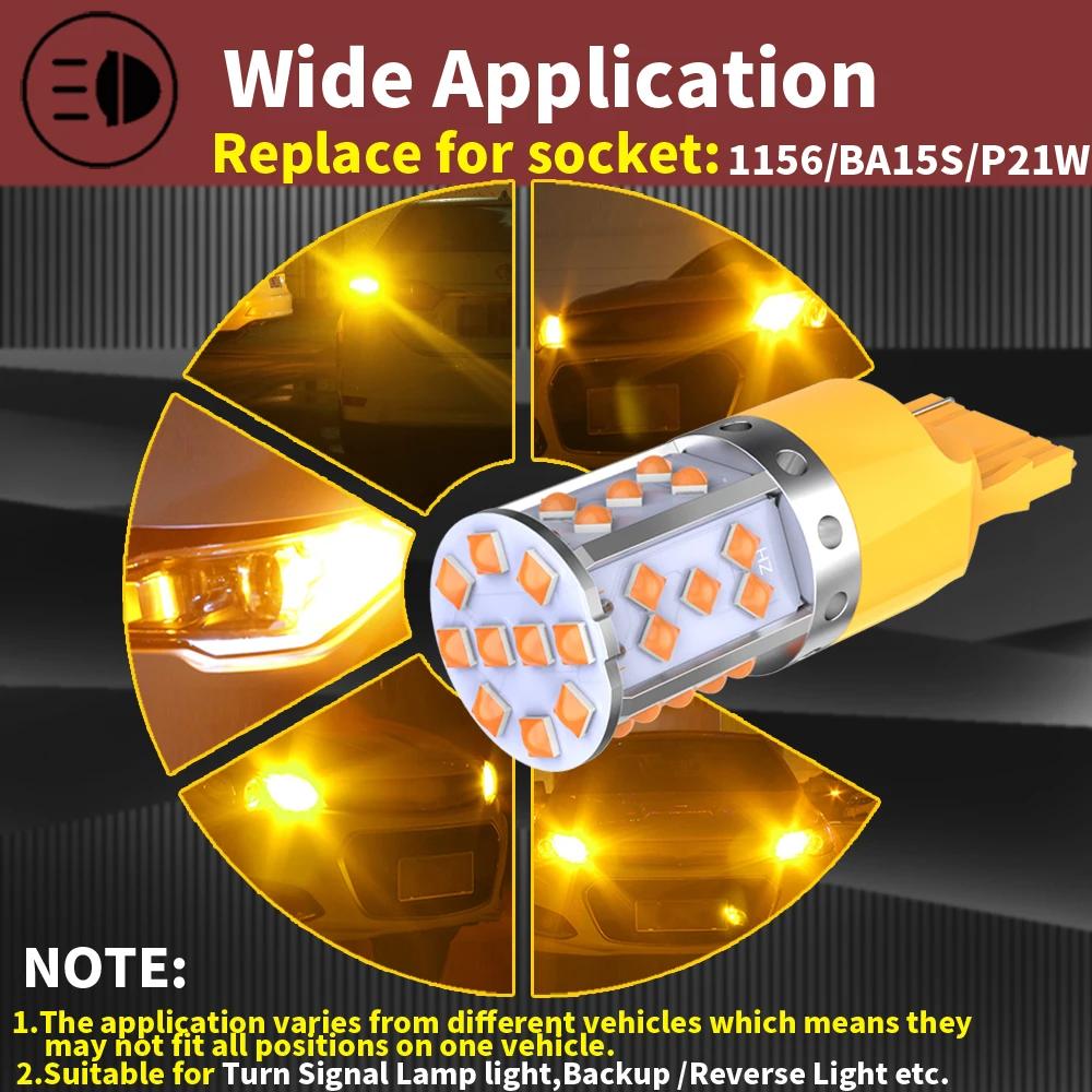 2 pièces Super lumineux T20 W21W WY21W 7440 7440NA LED clignotants ampoules Canbus sans erreur pas d