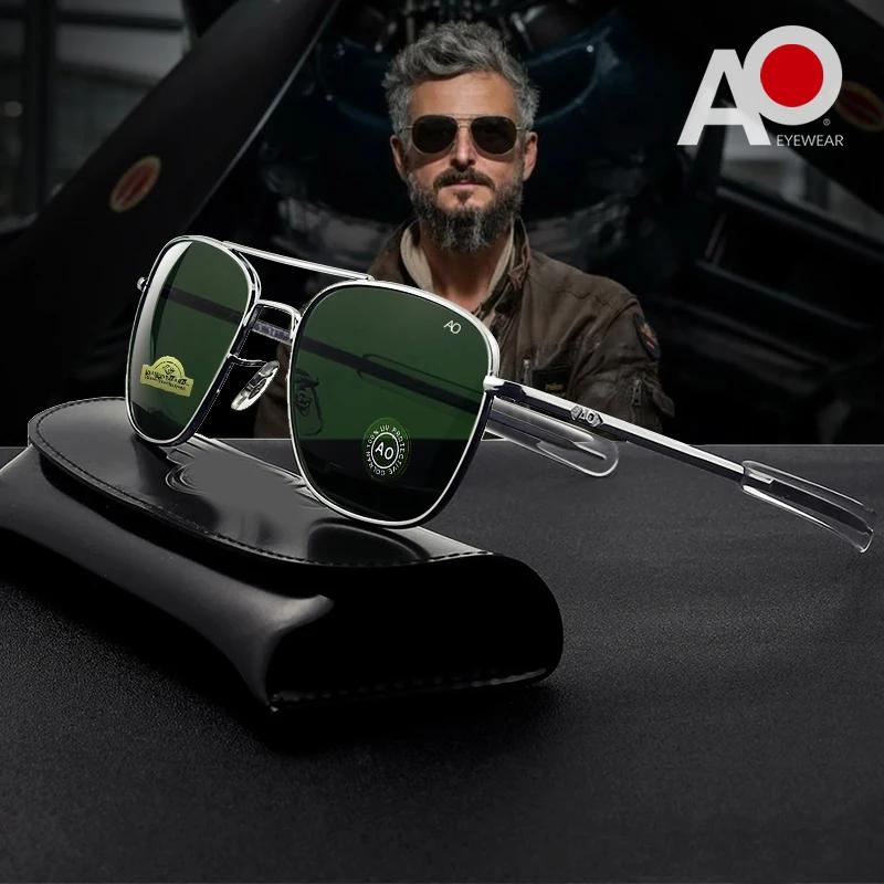 1 pièces/3 pièces pilote mode lunettes hommes Top qualité marque concepteur verre trempé lentille AO