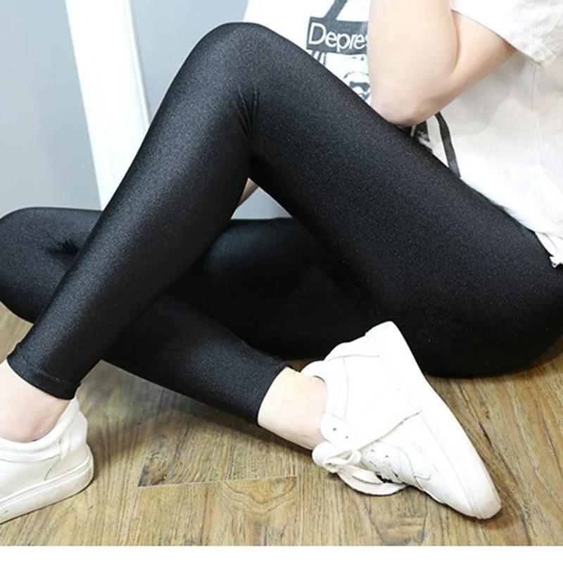 Femmes brillant noir Legging automne dames Push Up mince Leggings taille haute extensible doux grand