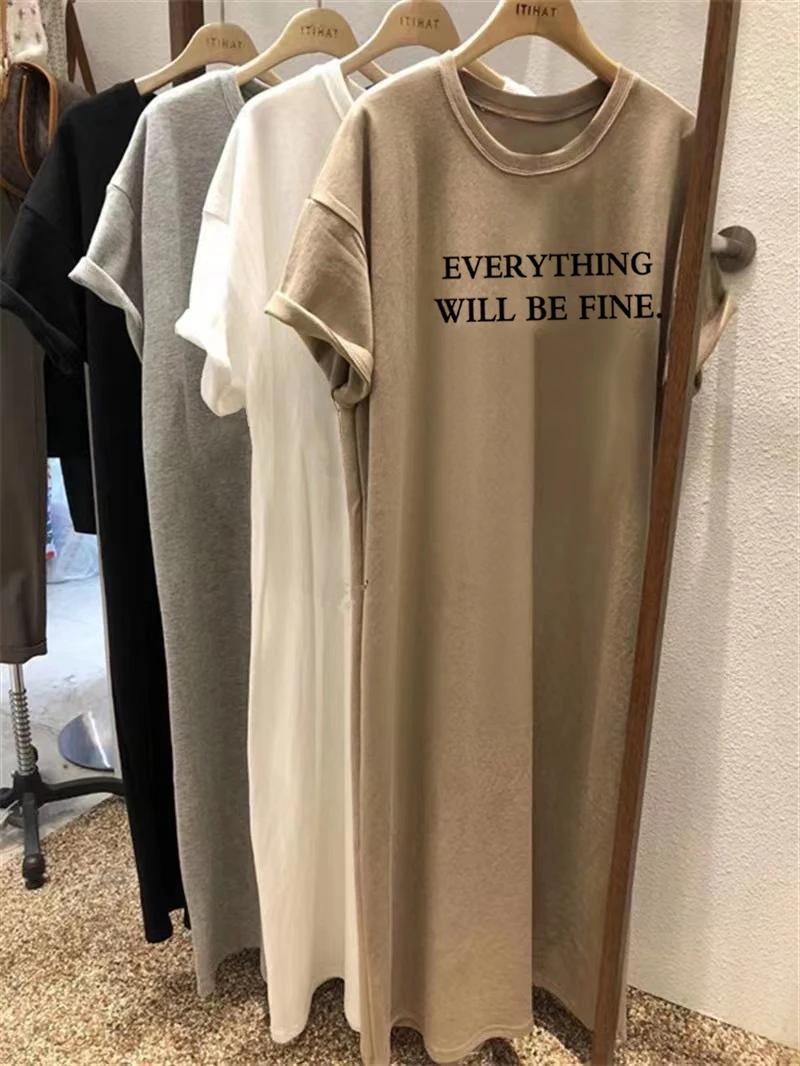Robe d'été fine, grande taille, ample, manches courtes, pour femmes, nouvelle lettre imprimée, Simpl