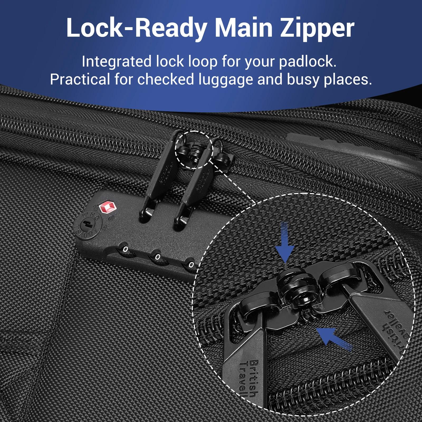 Valise British Traveller - Poignée réglable, 4 roulettes pivotantes, légère, serrure TSA - Bagage en