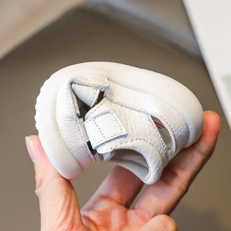 Sandales de plage coordonnantes en cuir véritable pour bébés garçons et filles, chaussures d'été déc