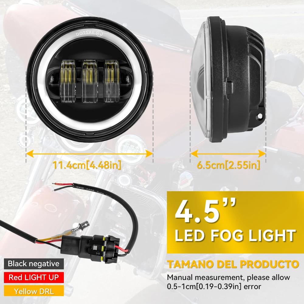 Phare LED pour Moto de 7 pouces, avec 4-1/2 pouces, 4.5 pouces, feu de croisement antibrouillard aux