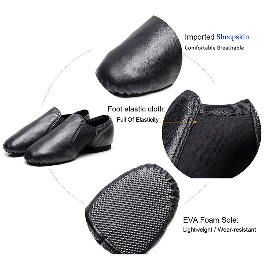 USHINE-Chaussures de danse jazz en cuir véritable pour adultes, baskets à semelle coordonnante, beig
