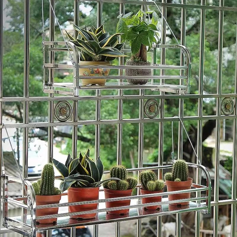 Support de fleurs en acier inoxydable pour balcon, jardinière suspendue d'extérieur, étagère, Rail d
