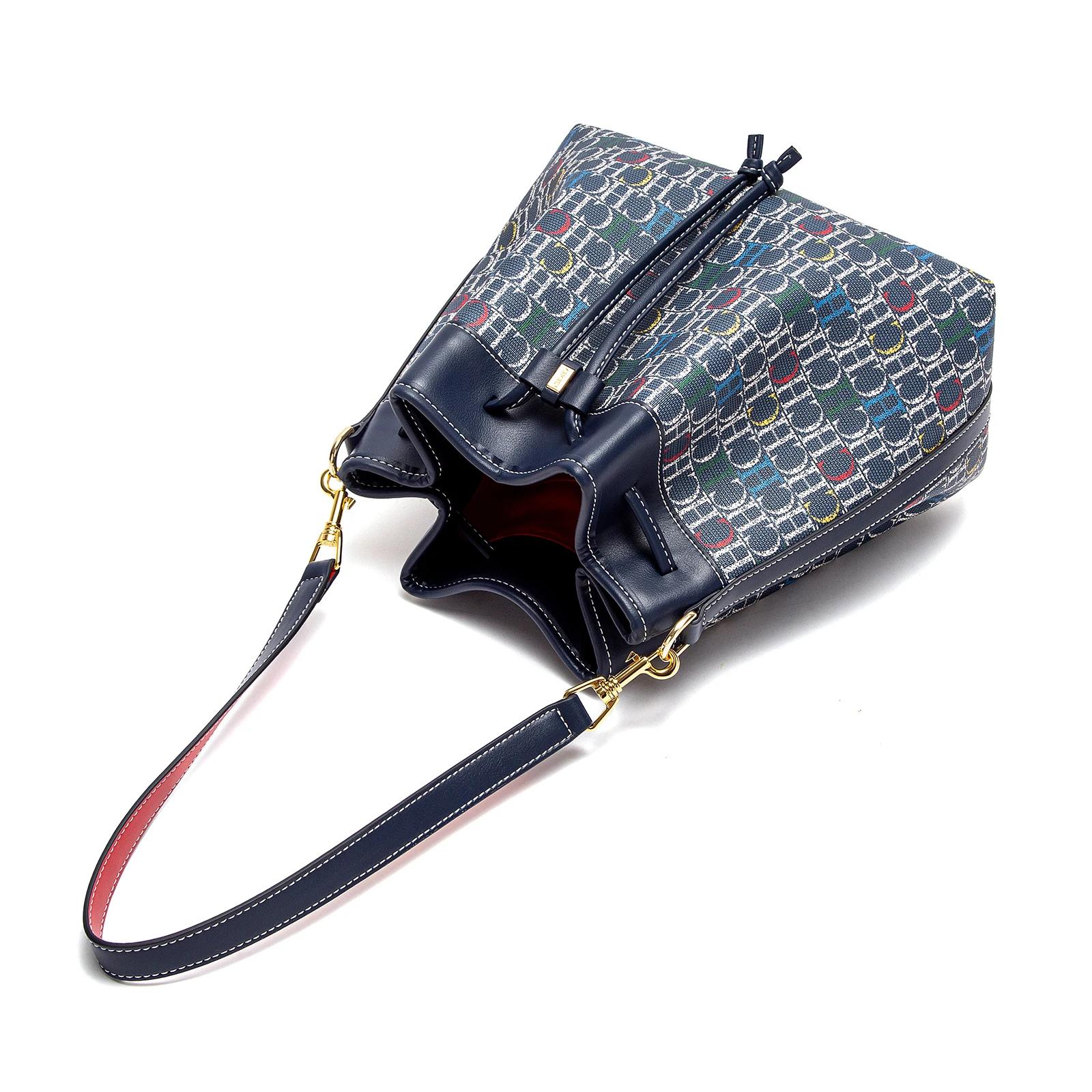CHCH sac seau femme printemps nouveau vin rouge sac à cordon double usage bandoulière portefeuille d