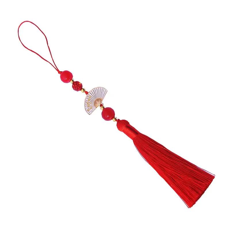 Glands en éventail blancs, 2 pièces, marque-page, soyeux, doux, faits à la main, avec boucles, pour 