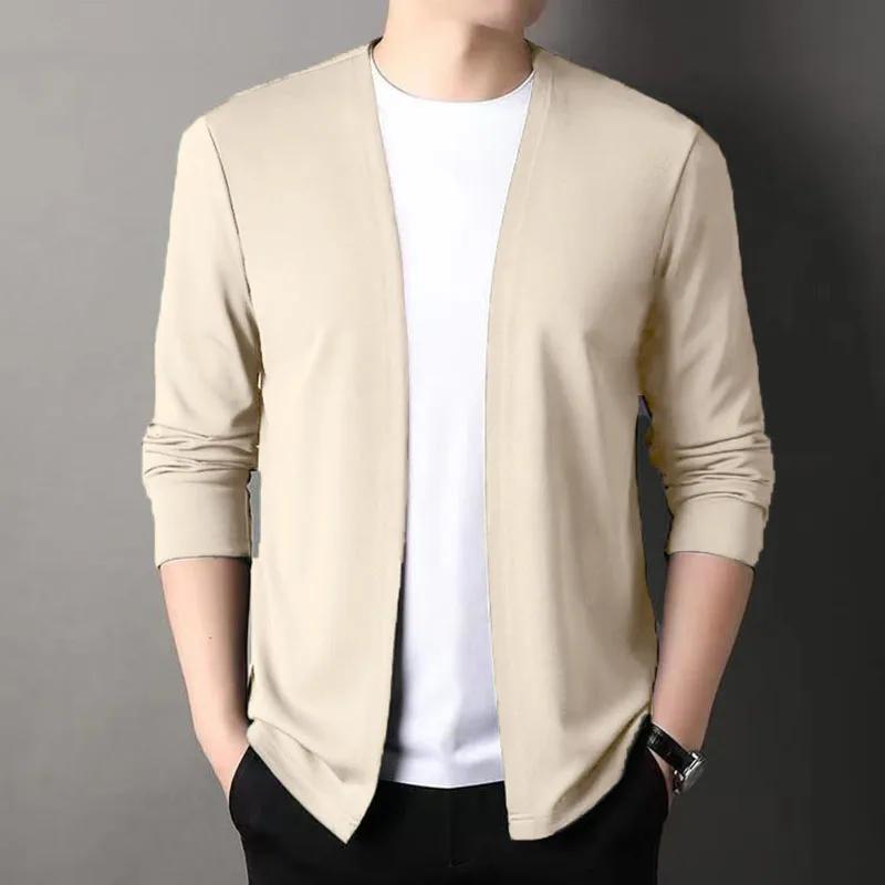 Nouveau Cardigan ajusté pour hommes, vêtements d'extérieur fins de printemps et d'automne, manches l